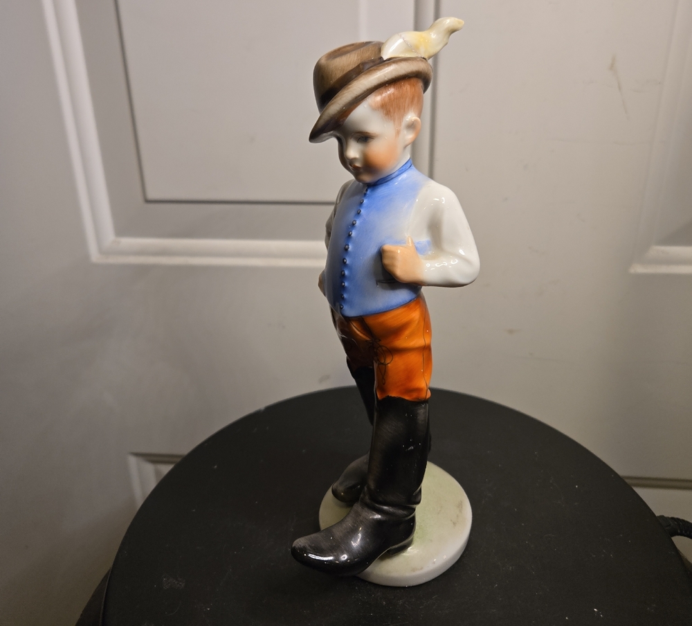 Herend Hungary BOY IN SEVEN LEAGUE BOOTS Handpainted Porcelain Figurine